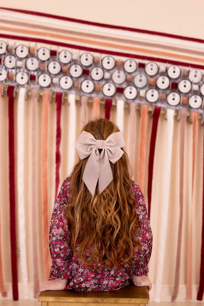 Oversized Bow Velvet Clip - Dusty Rose (Handmade in the USA!)