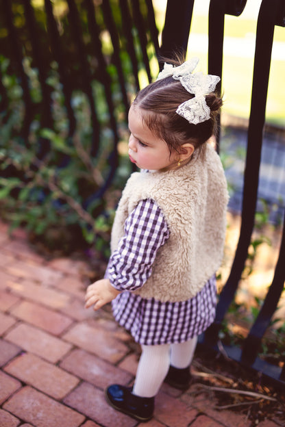 Dahlia Lace Bow Clip - White