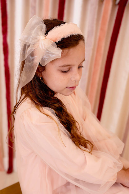 Belle Organza Fringe Headband - Mushroom Taupe (Handmade in the USA!)