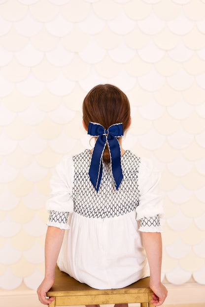 Madeline Small Bow Moonstitch Clip - French Blue