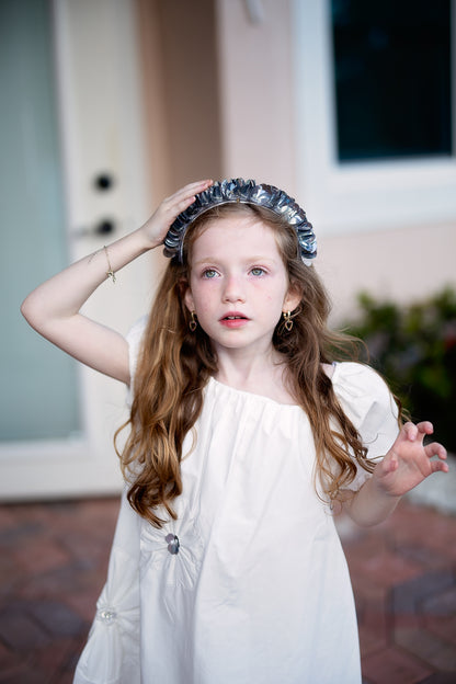 Sequin Blooms Headband - White