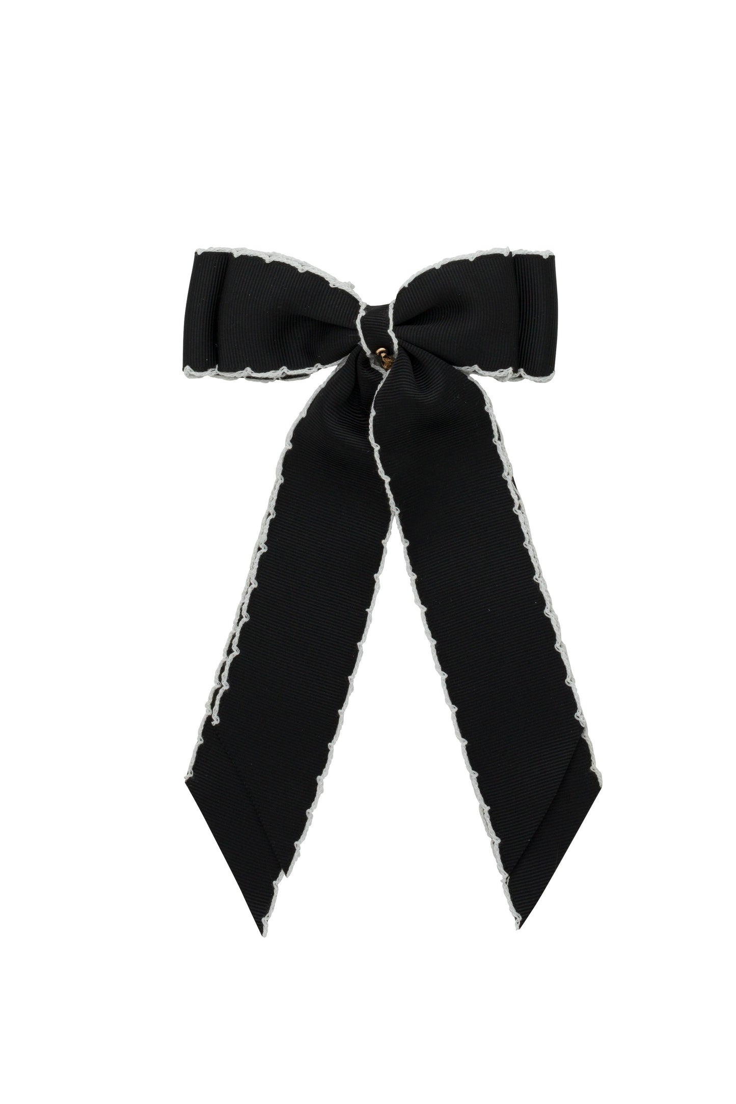 Madeline Small Bow Moonstitch Clip - Black