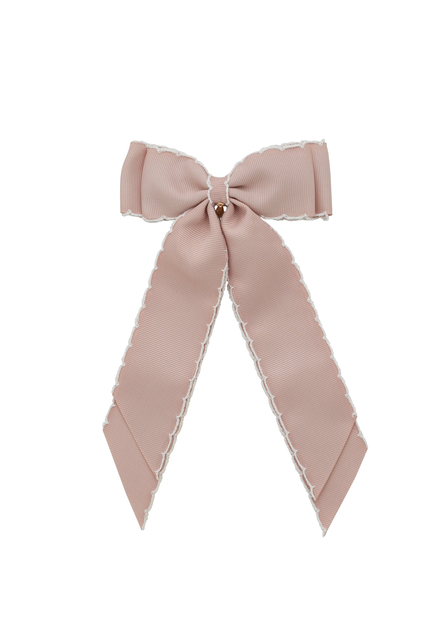 Madeline Small Bow Moonstitch Clip - Vanilla