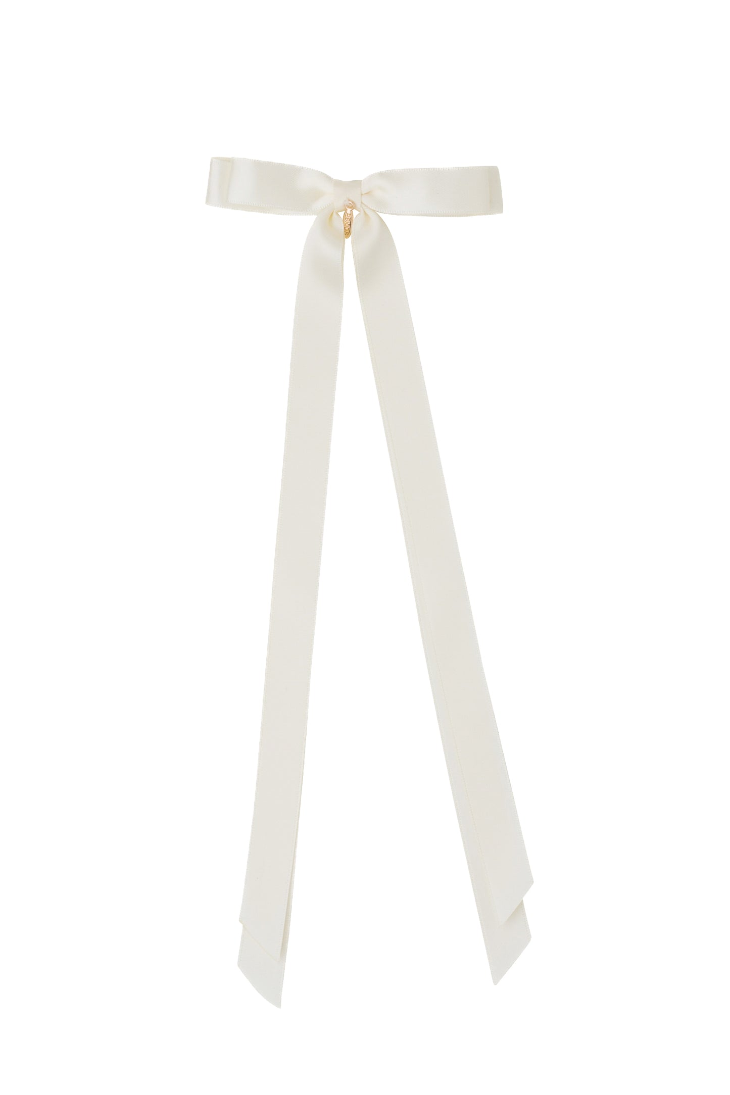 Matilda Satin Long Tail Bow Clip - Ivory