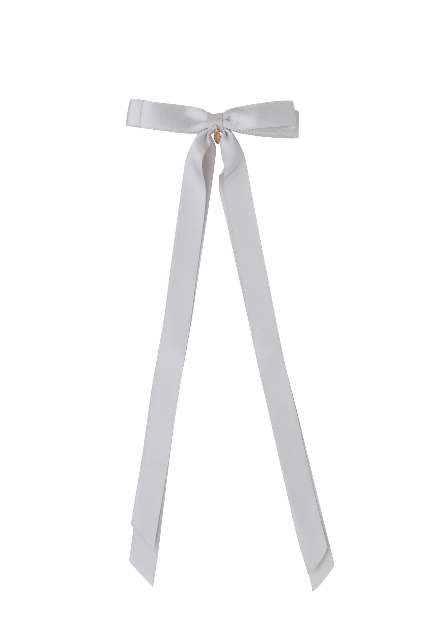 Matilda Satin Long Tail Bow Clip - Shell Grey