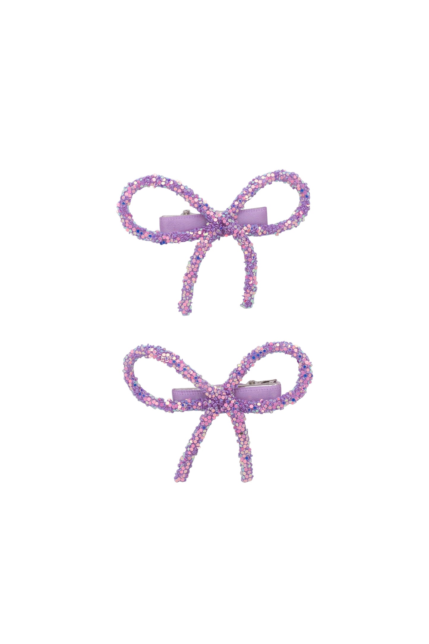 Mini Glitter Bows Clip Set of 2 - Purple