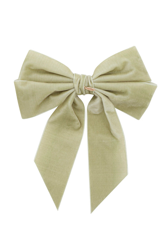 Oversized Bow Velvet Clip - Antique Green (Handmade in the USA!)