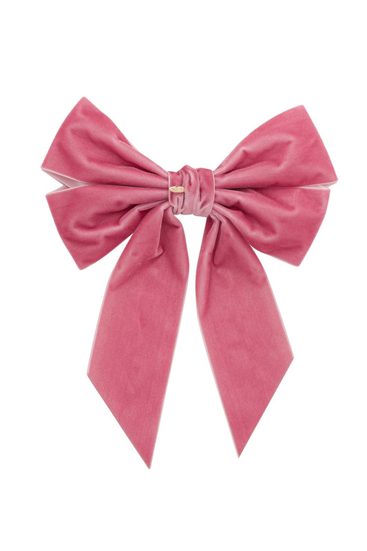 Oversized Bow Velvet Clip - Rose (Handmade in the USA!)