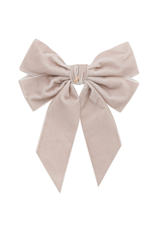 Oversized Bow Velvet Clip - Taupe (Handmade in the USA!)