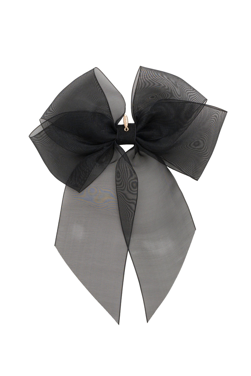 Oversized Organza Bow Clip  - Black (Handmade in the USA!)