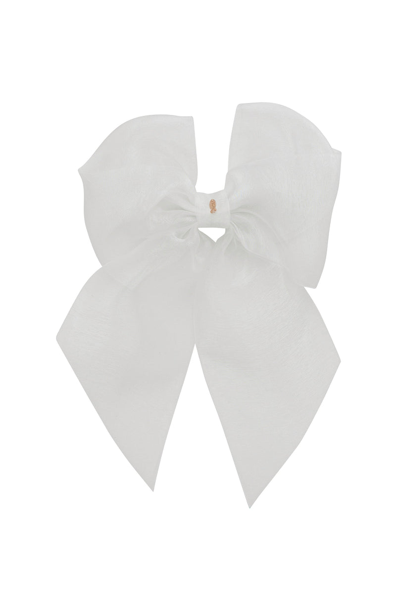 Oversized Organza Bow Clip  - White (Handmade in the USA!)