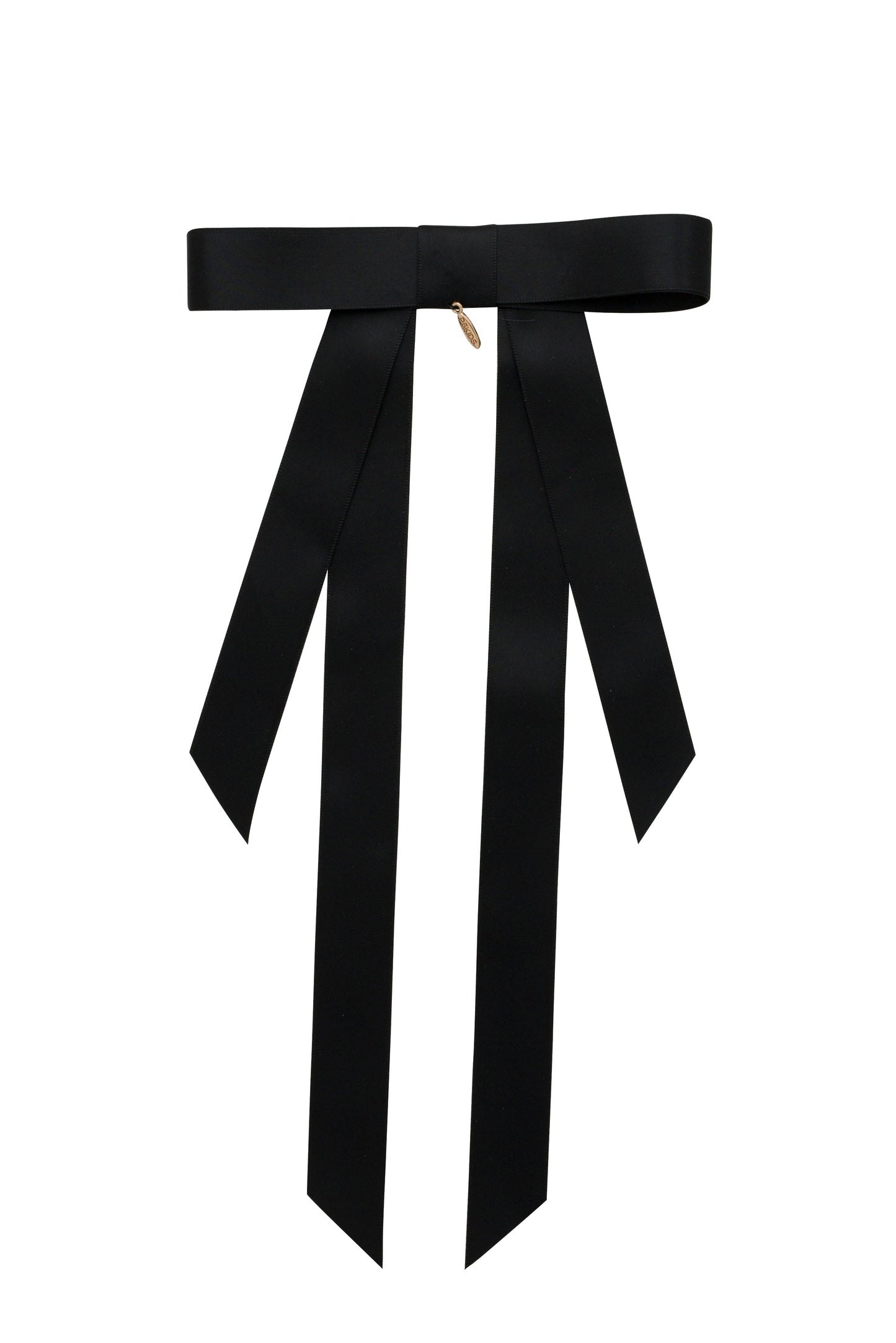 Piper Bow Long Satin Clip - Black