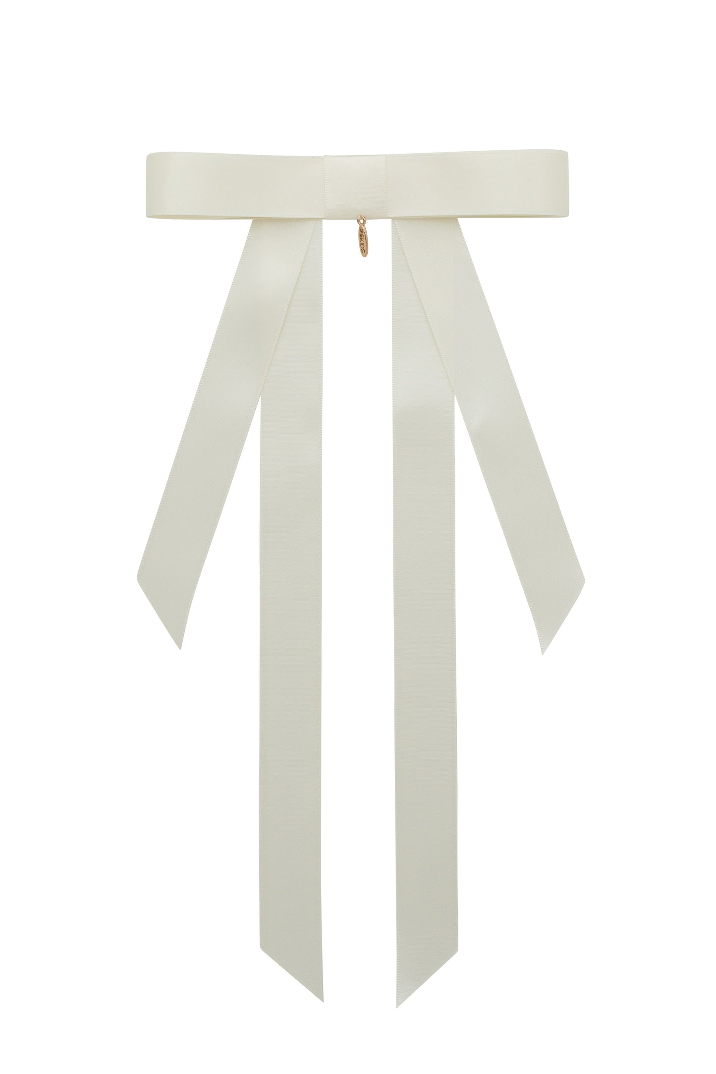 Piper Bow Long Satin Clip - Ivory