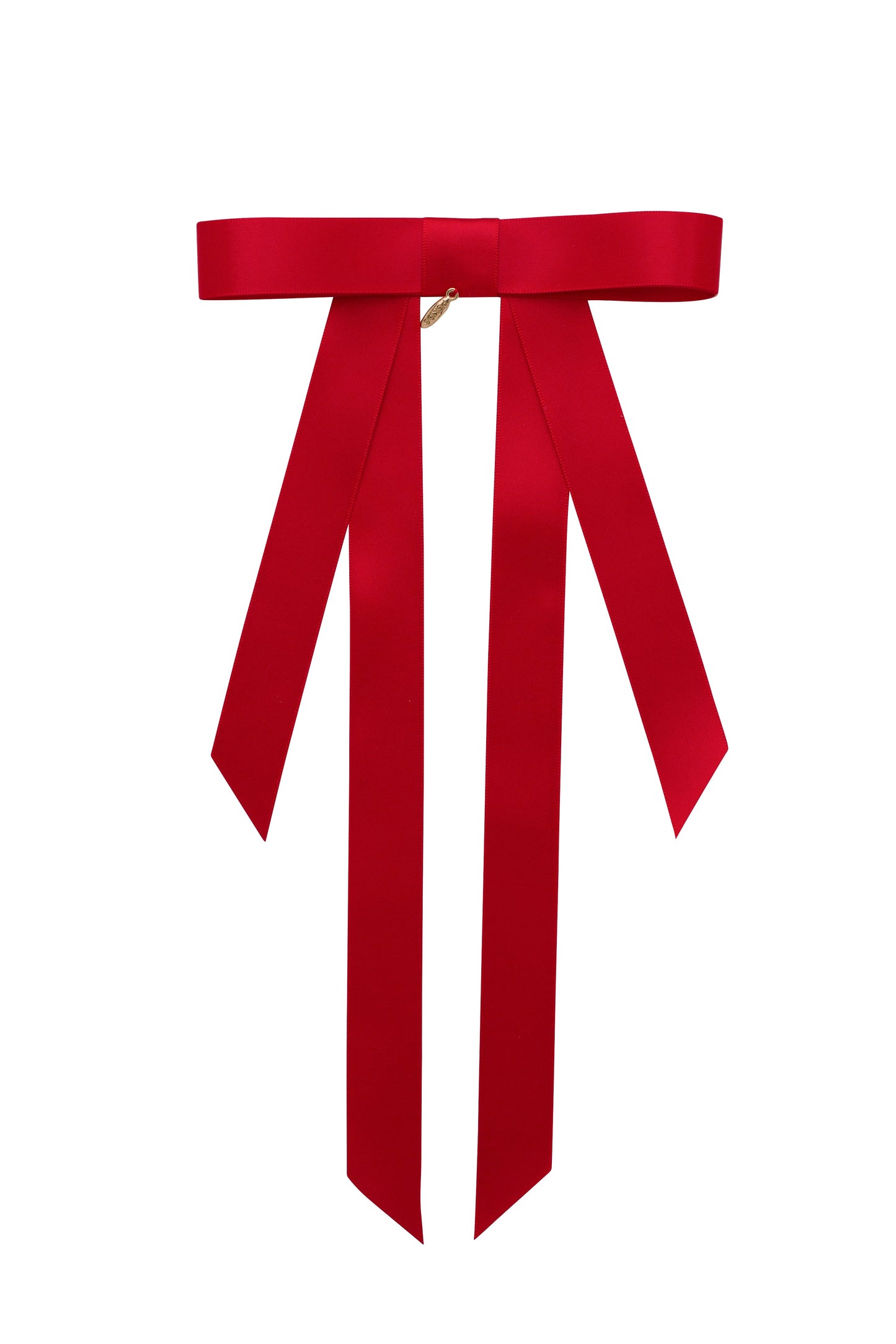 Piper Bow Long Satin Clip - Red