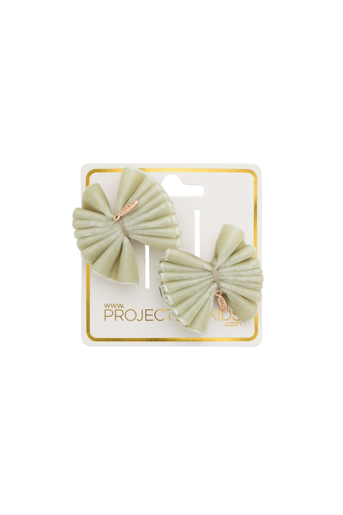 Velvet Pleated Butterfly Bow Clip Set - Antique Green (Handmade in the USA!)