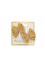 Velvet Pleated Butterfly Bow Clip Set - Golden (Handmade in the USA!)