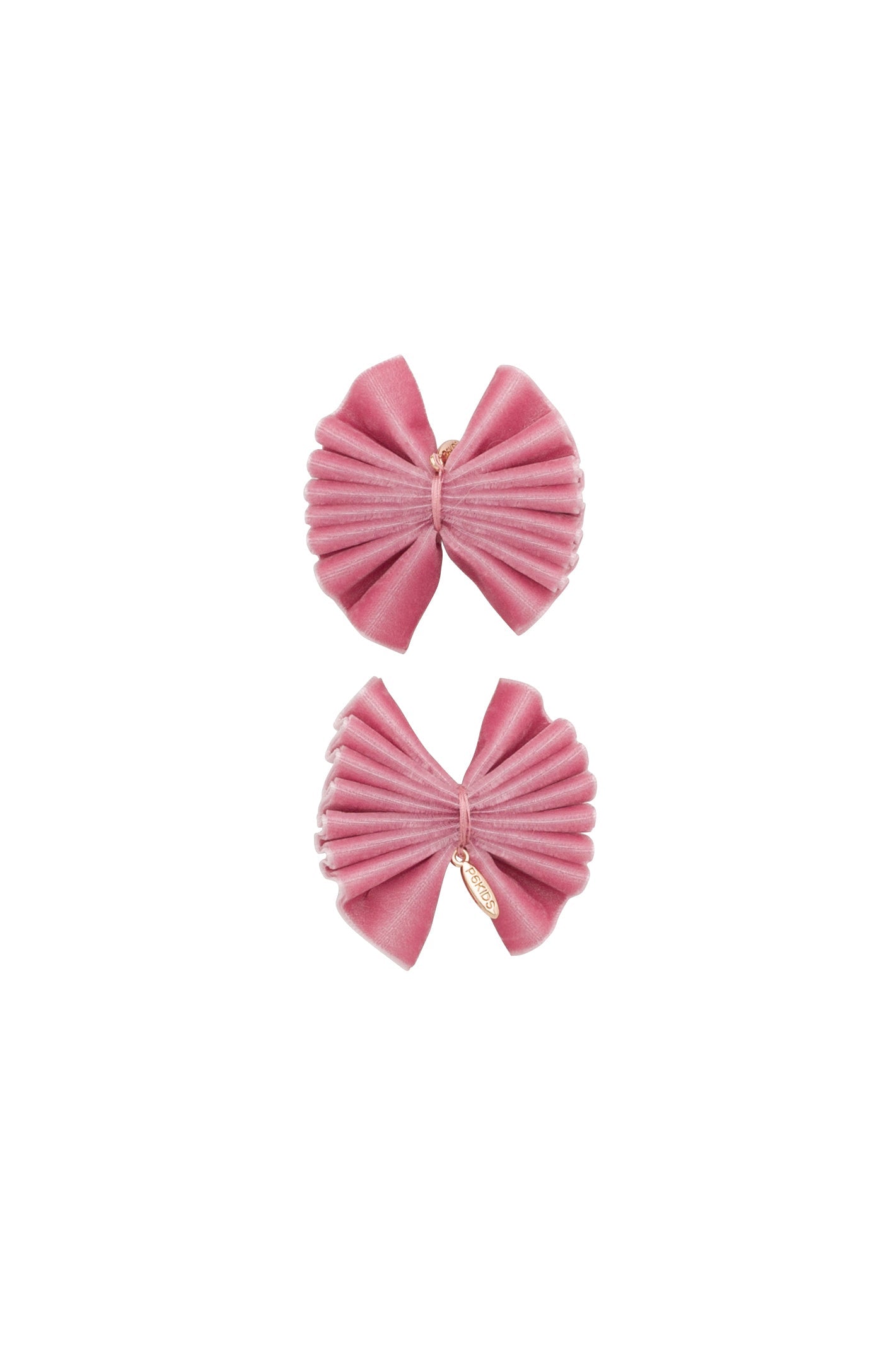 Velvet Pleated Butterfly Bow Clip Set - Rose (Handmade in the USA!)