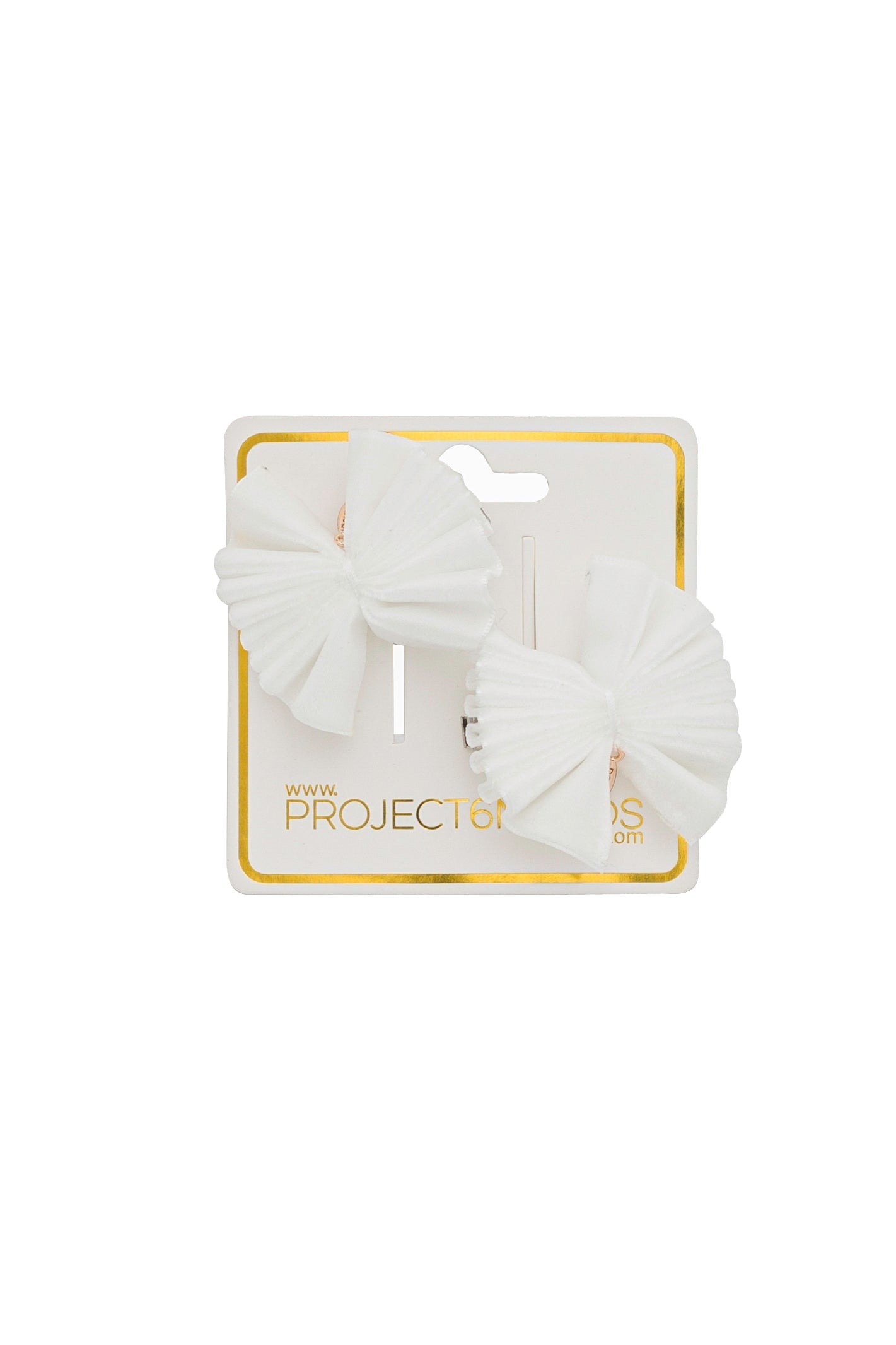 Velvet Pleated Butterfly Bow Clip Set - White (Handmade in the USA!)