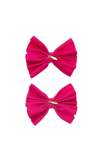 Pleated Palm Piggies Clip Set - Hot Pink