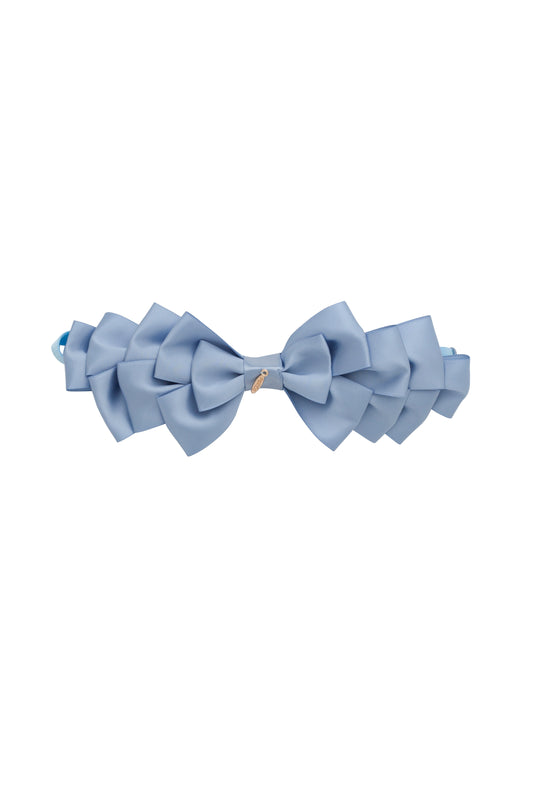 Pleated Ribbon Satin Wrap - French Blue