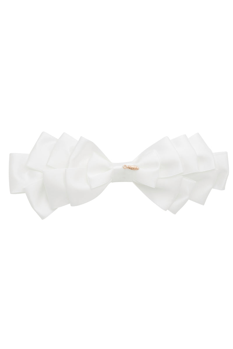 Pleated Ribbon Satin Wrap - White