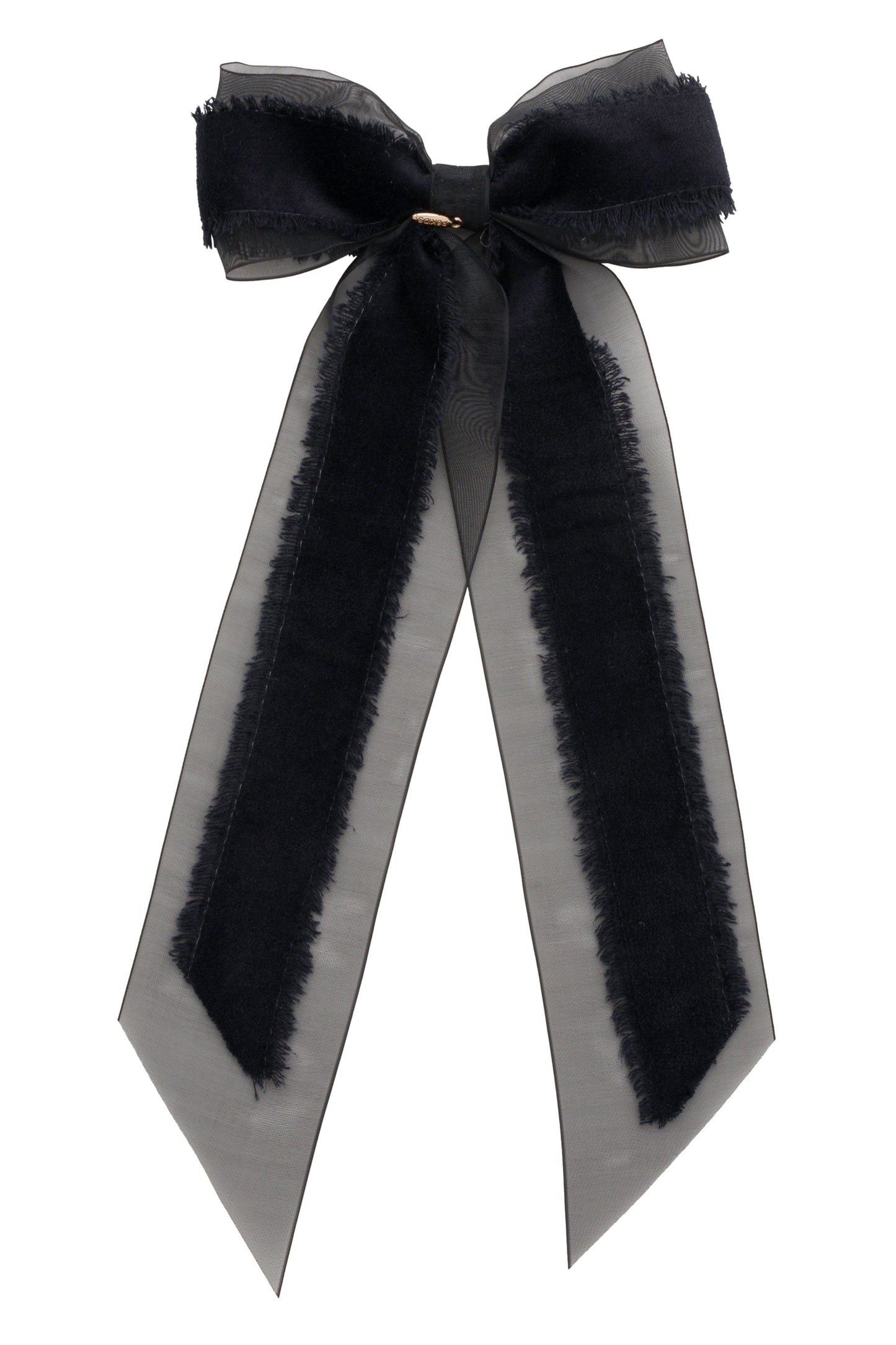 Primrose Princess Long Tail Bow Clip - Black (Handmade in the USA!)