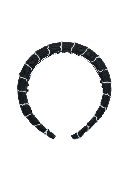 Puffed Moonstitch Headband - Black