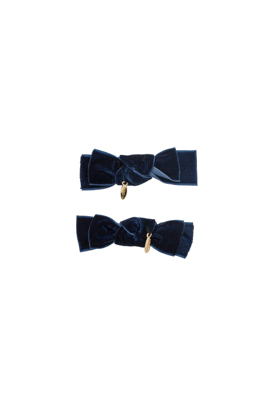 Velvet Ties Clip Set of 2 - Navy