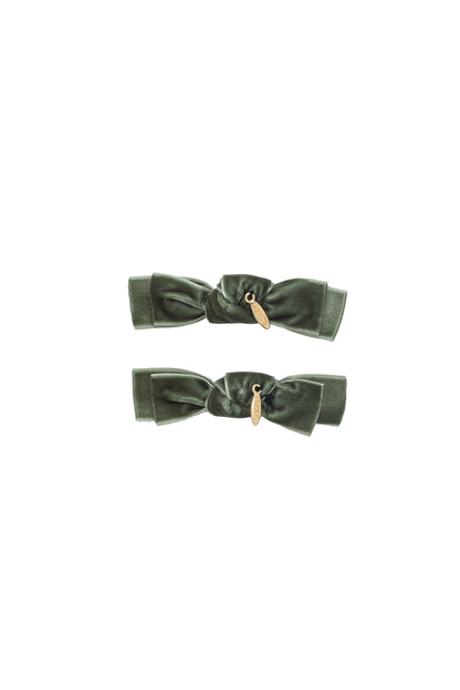 Velvet Ties Clip Set of 2 - Forest Moss Green