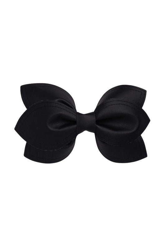 Growing Orchid Clip/Bowtie - Black Leather