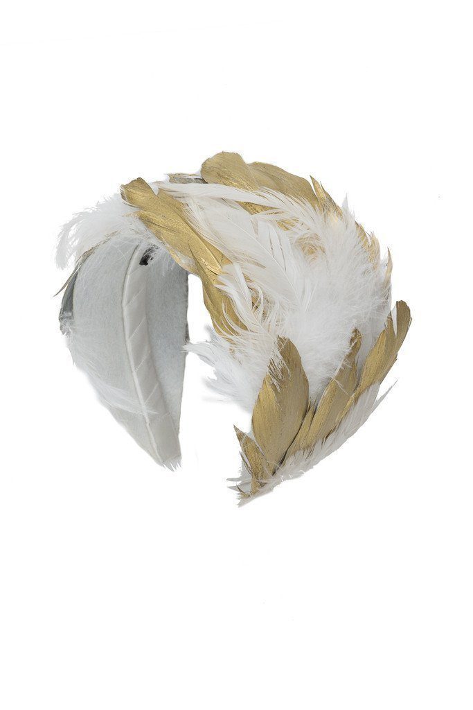 Feather Headband - White/Gold - PROJECT 6, modest fashion