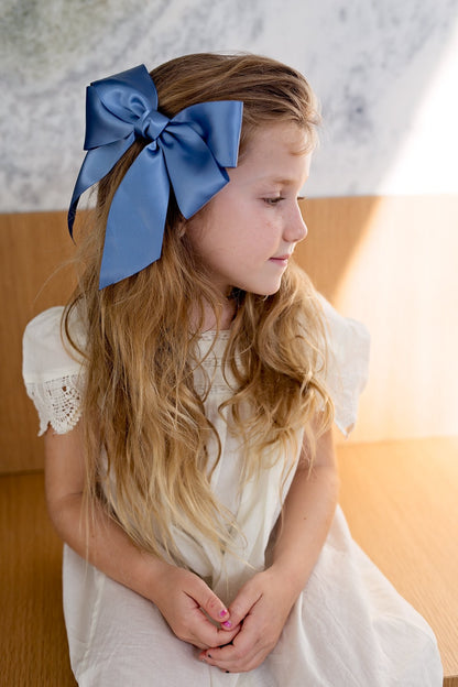 Oversized Bow Pony/Clip - Shell Grey - PROJECT 6, modest fashion