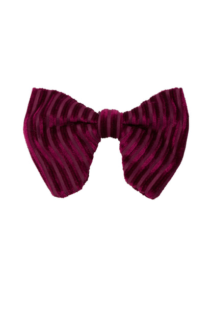 Beauty & The Beast Bowtie/Hair Clip - Burgundy Velvet Stripe - PROJECT 6, modest fashion