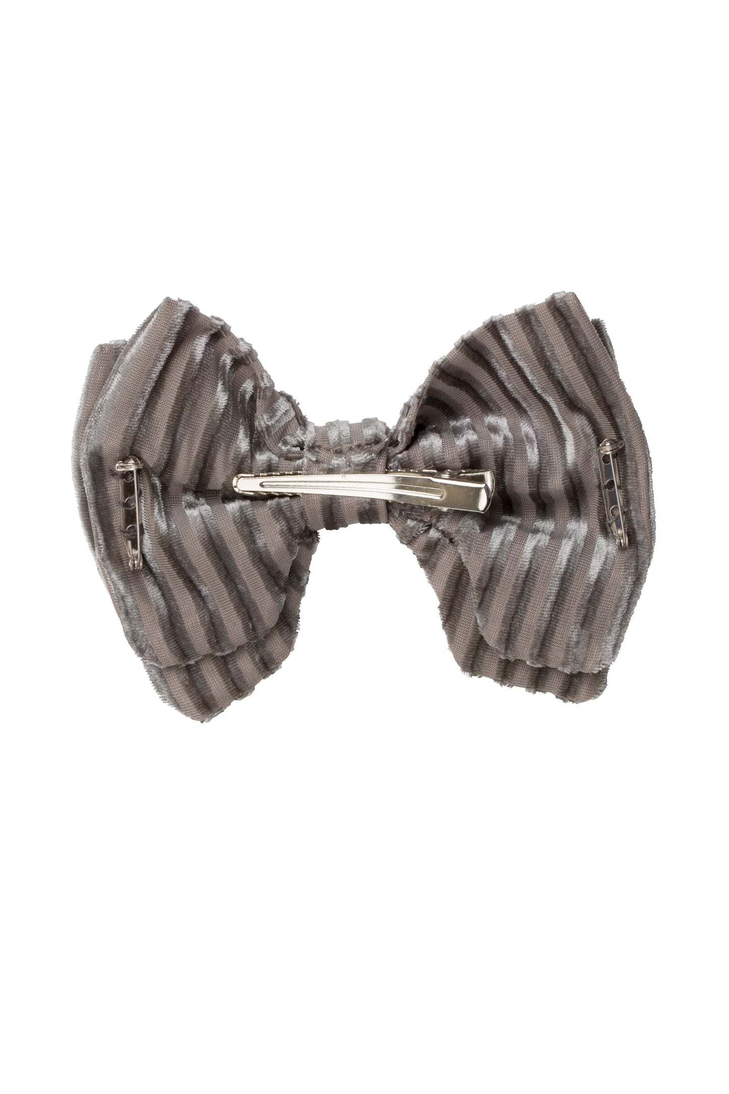 Beauty & The Beast Bowtie/Hair Clip - Grey Velvet Stripe - PROJECT 6, modest fashion