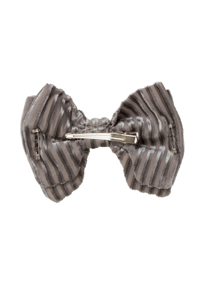 Beauty & The Beast Bowtie/Hair Clip - Grey Velvet Stripe - PROJECT 6, modest fashion