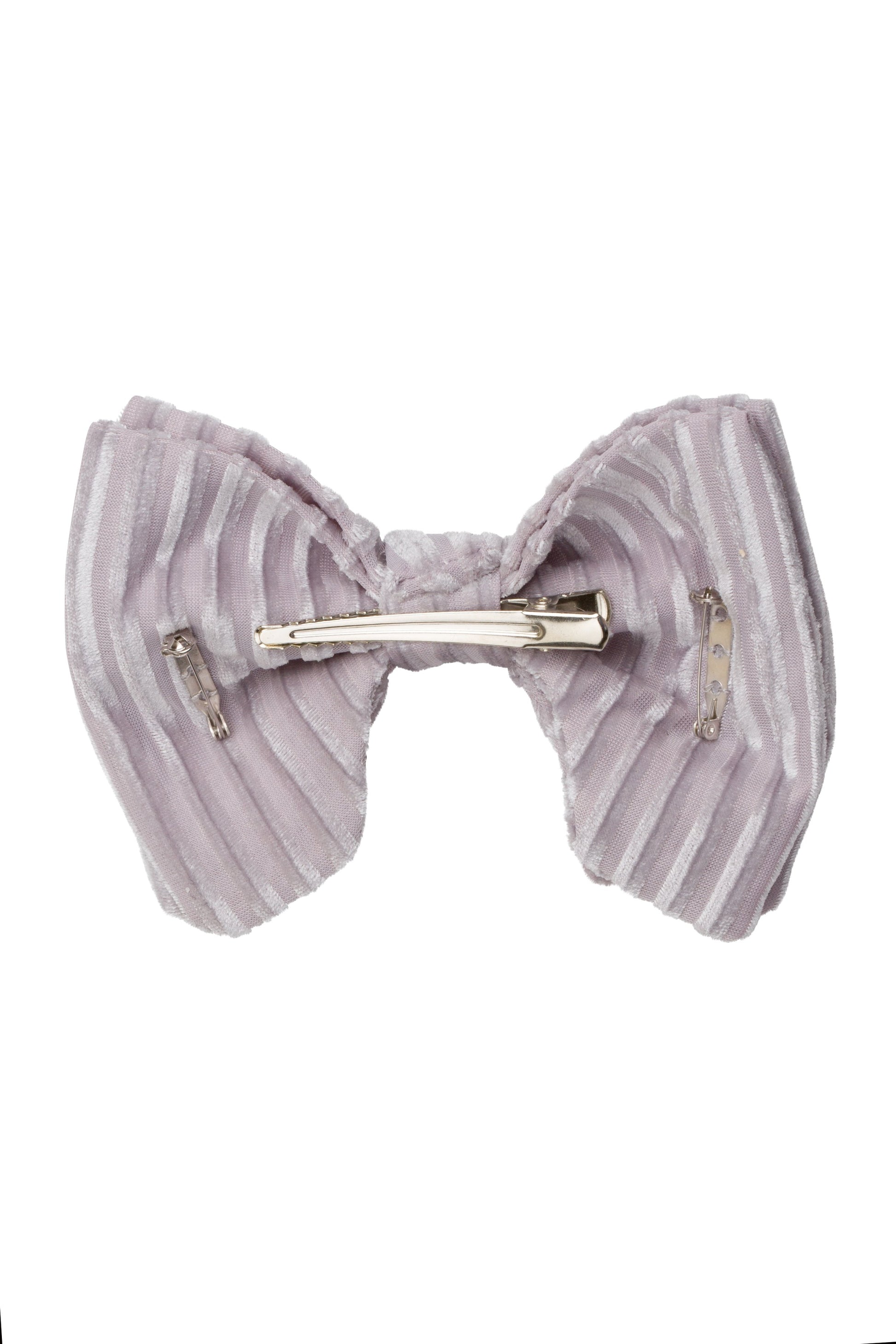 Beauty & The Beast Bowtie/Hair Clip - Silver Velvet Stripe - PROJECT 6, modest fashion