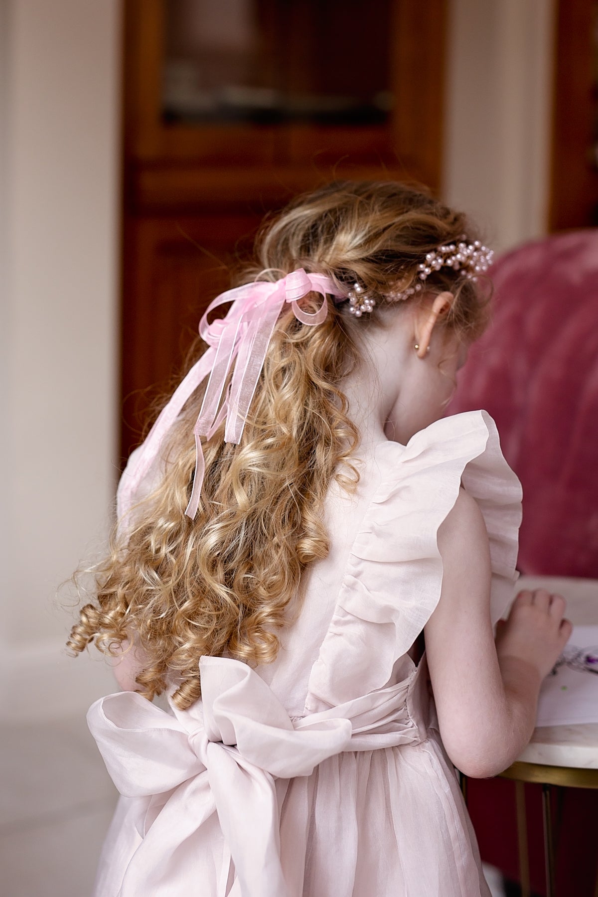 Clustered Wreath - Pearls with Ivory Ribbon