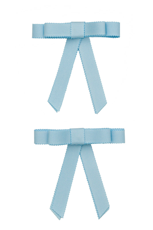 Grosgrain Bow Clip Set (2) - Light Blue