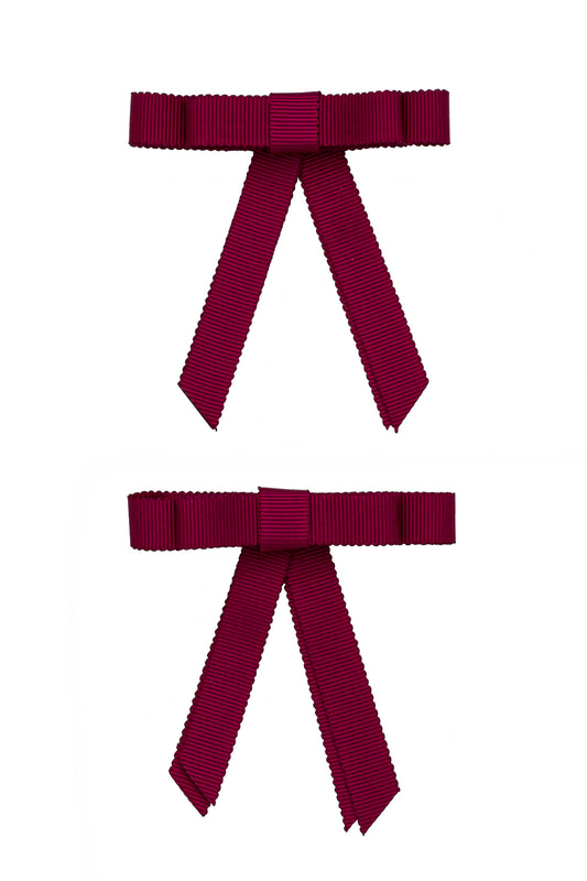 Grosgrain Bow Clip Set (2) - Wine