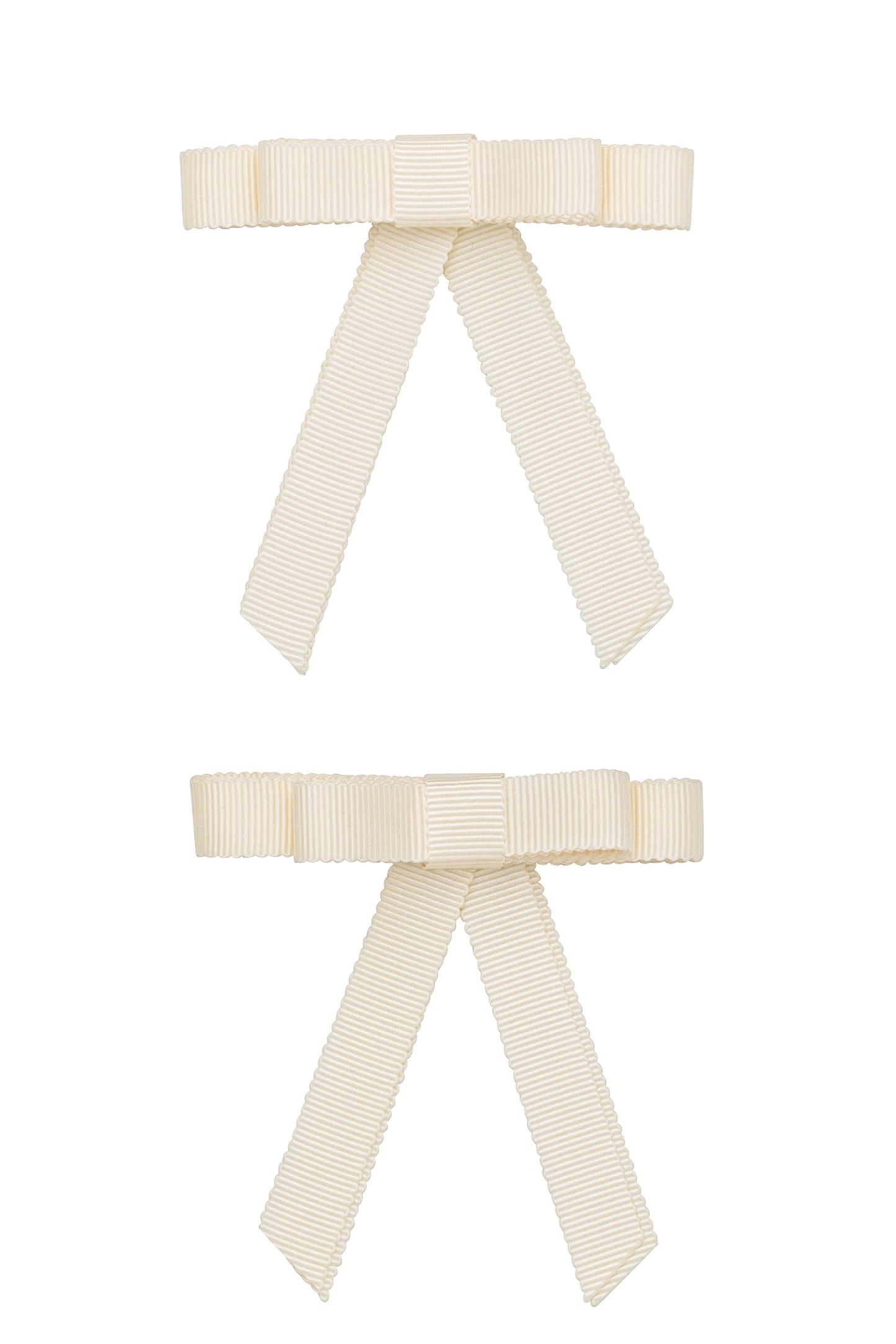 Grosgrain Bow Clip Set (2) - Ivory