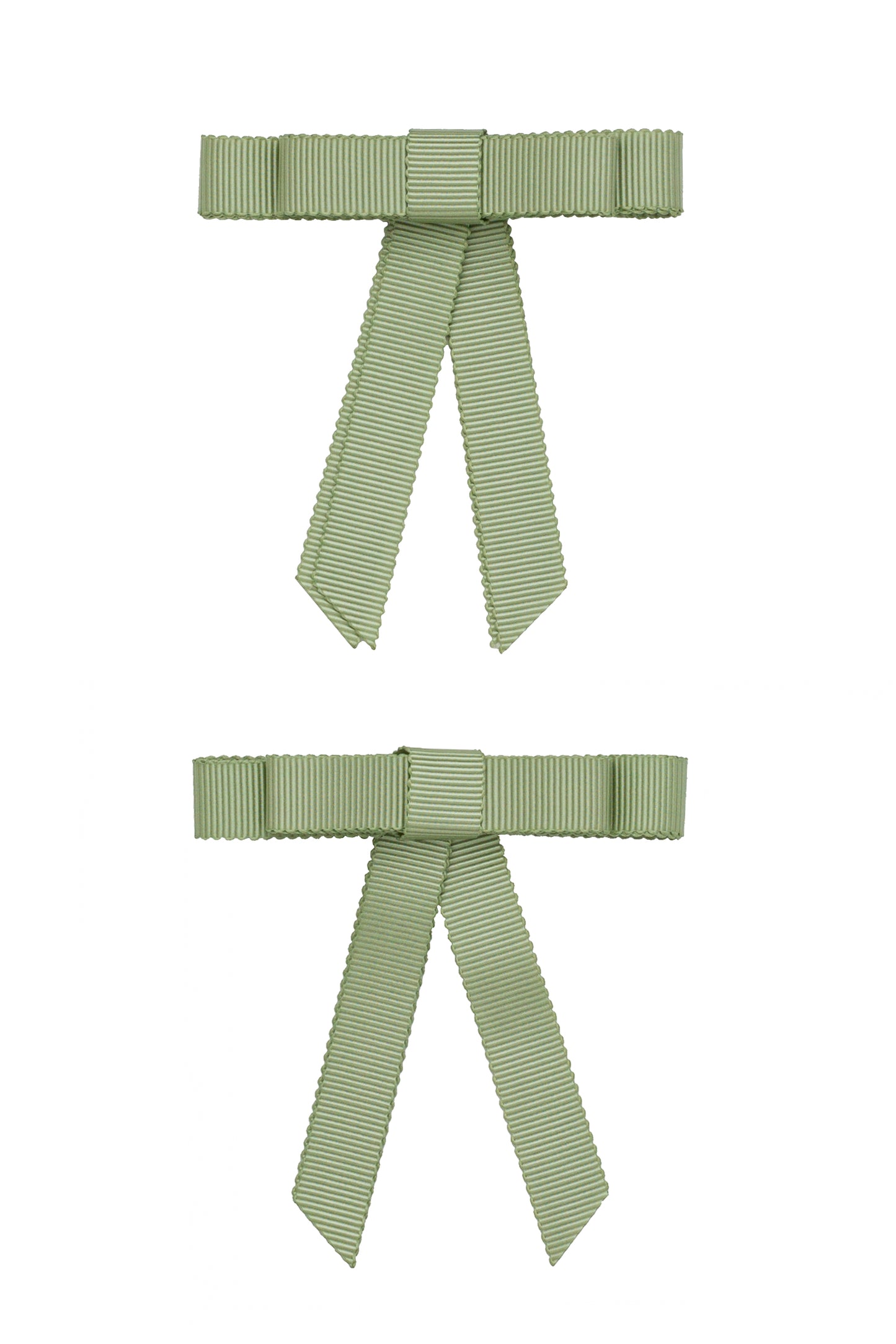 Grosgrain Bow Clip Set (2) - Spring Moss