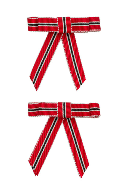 Grosgrain Bow Clip Set (2) - School Girl Red