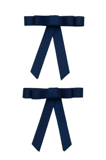 Grosgrain Bow Clip Set (2) - Navy