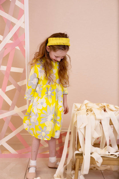 Pleated Palm Headband - Lemon