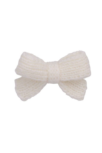 Knitted Sweet Bow Clip - Dove Ivory