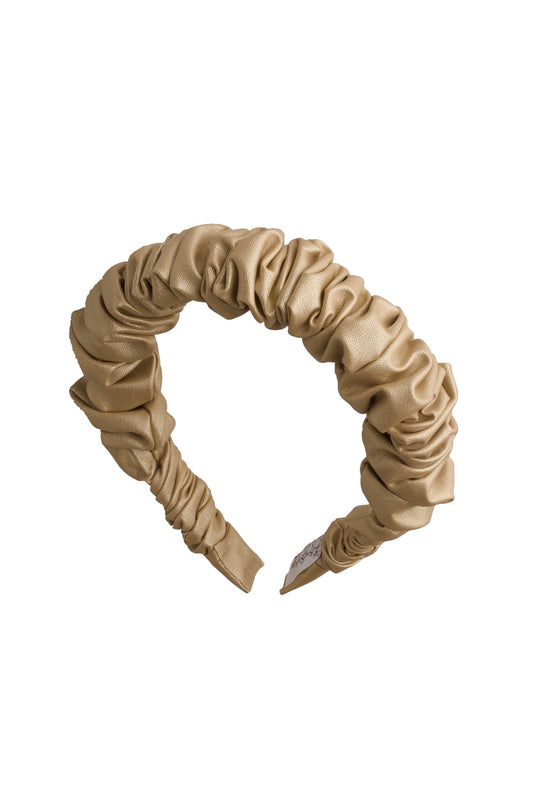 Leather Bunches Headband - Gold