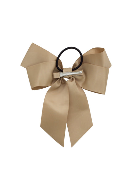 Oversized Bow Pony/Clip - Candied Ginger Grosgrain