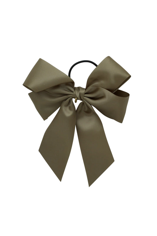 Oversized Bow Pony/Clip - Deep Sage