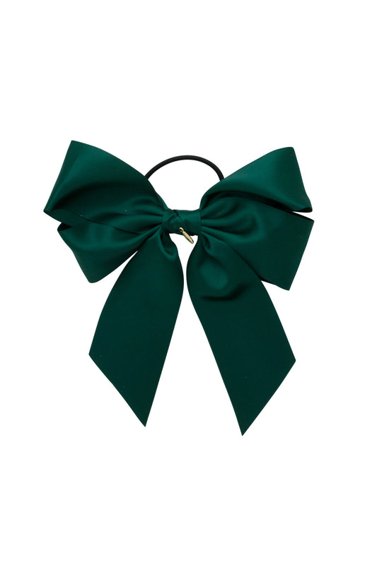 Oversized Bow Pony/Clip - Spruce