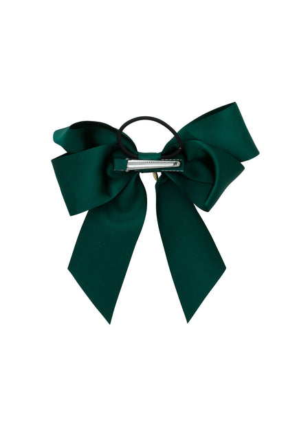 Oversized Bow Pony/Clip - Spruce